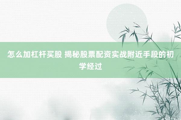 怎么加杠杆买股 揭秘股票配资实战附近手段的初学经过